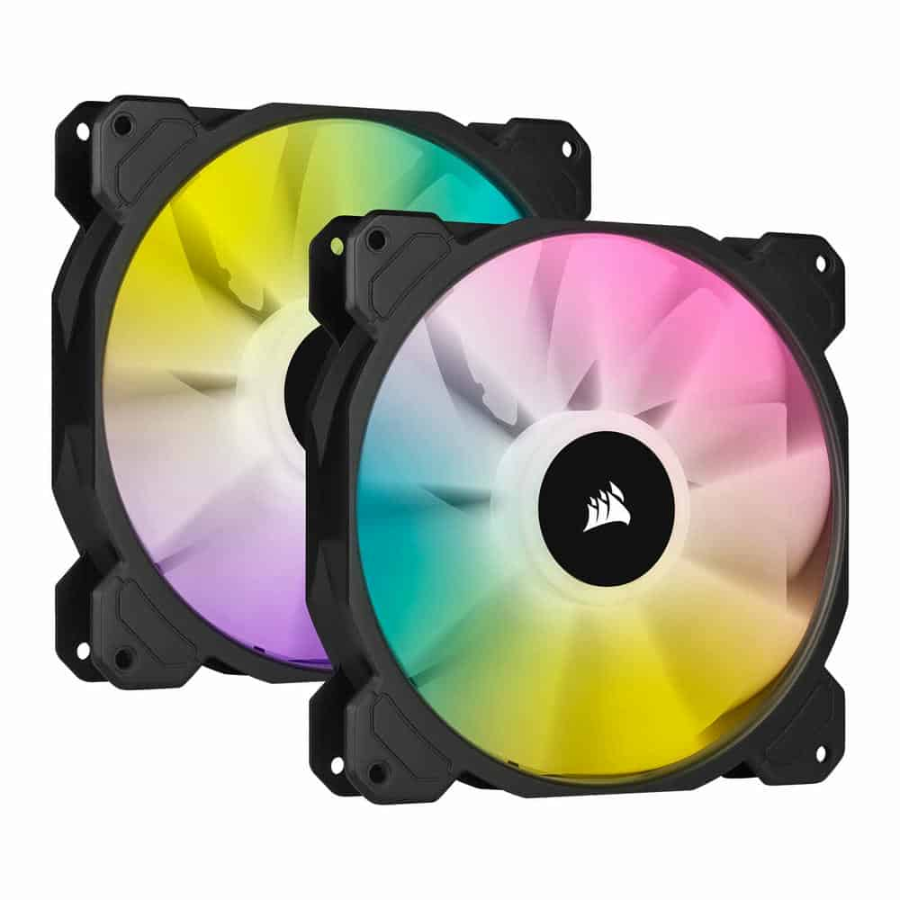 (image for) Corsair iCUE SP140 RGB ELITE Dual 140mm PWM Fan Twin Pack with Lighting Node CORE Black